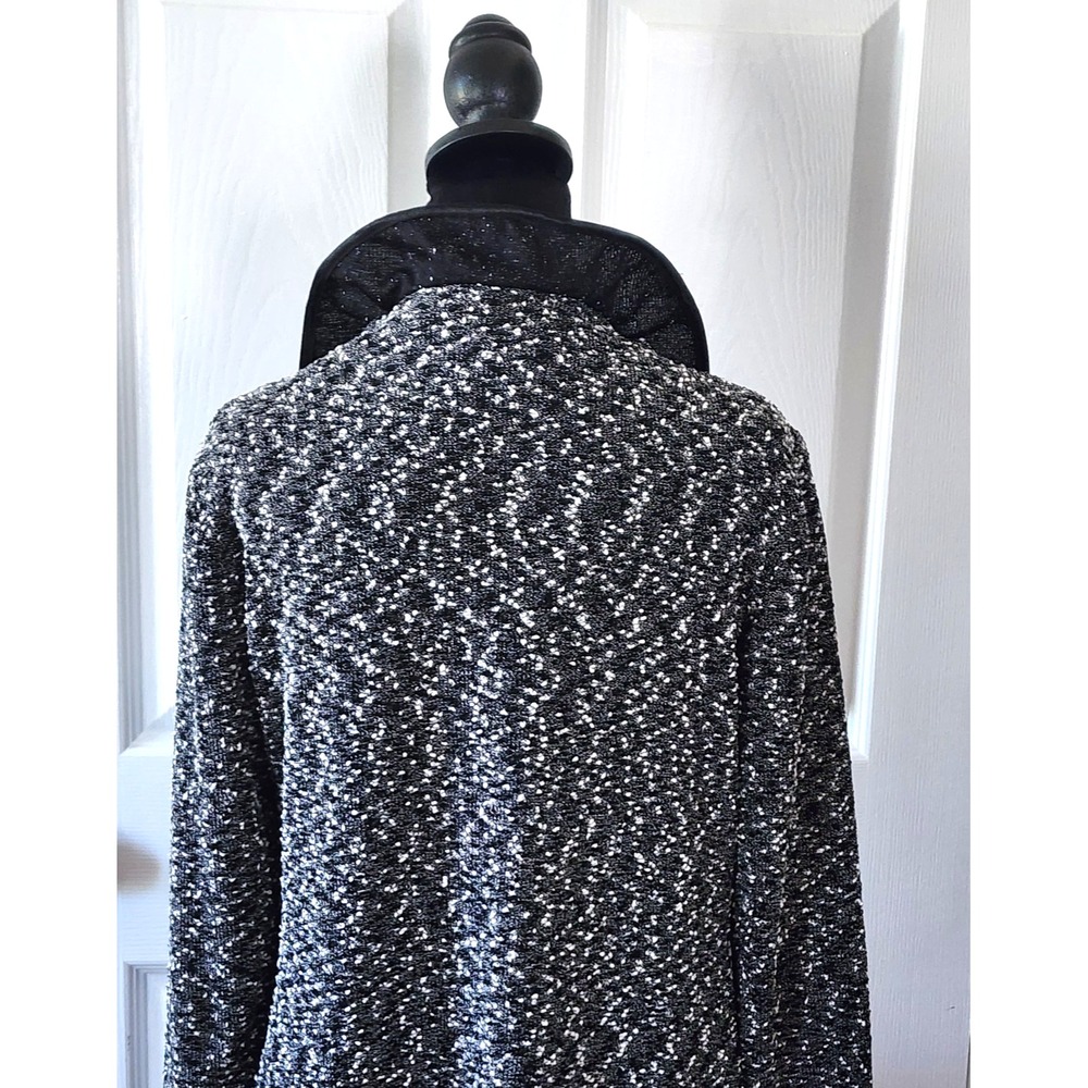 Joseph Ribkoff Jacket Lightweight Blk & Wht Tweed Ruffled Collar to Hem - Picture 5 of 15